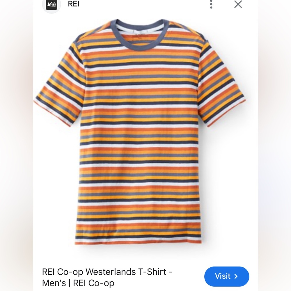 🚫SOLD🚫 REI Men's Striped T-Shirt - Orange, Blue, White